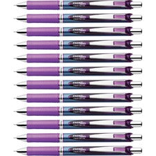 Pentel EnerGel RTX Liquid Gel Pens - Medium Pen Point - 0.7 mm Pen Point Size - Needle Pen Point Style - Refillable - Retractable - Violet Gel-based Ink - Blue Barrel - Stainless Steel Tip - 12 / Box