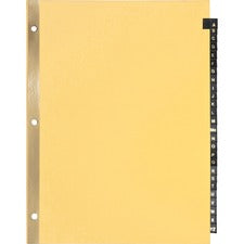 Business Source A-Z Black Leather Tab Index Dividers - 26 Printed Tab(s) - Character - A-Z - 8.5" Divider Width x 11" Divider Length - Letter - 3 Hole Punched - Buff Paper Divider - Black Leather Tab(s) - 25 / Set
