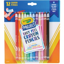 Crayola Project Easy Peel Crayon Pencils Set - 9" Length - Assorted - 12 / Pack