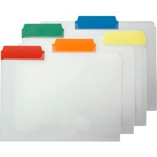 Smead 1/3 Tab Cut Letter Top Tab File Folder - 8 1/2" x 11" - Top Tab Location - Assorted Position Tab Position - Polypropylene - Blue, Red, Green, Yellow, Orange - 25 / Box