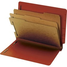 Pendaflex Letter Recycled Classification Folder - 8 1/2" x 11" - 3 1/2" Expansion - 2 Fastener(s) - 2" Fastener Capacity for Folder, 1" Fastener Capacity for Divider - 3 Divider(s) - Pressboard, Tyvek - Red - 60% Recycled - 10 / Box