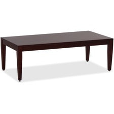 Lorell Mahogany Finish Solid Wood Coffee Table - Rectangle Top - Four Leg Base - 4 Legs - 47.50" Table Top Length x 23.60" Table Top Width x 42.50" Table Top Depth - 15.75" Height x 23.63" Width x 47.25" Depth - Assembly Required