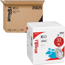 X50 Cloths, 1/4 Fold, 12.5 X 10, White, 26/pack, 32 Packs/carton