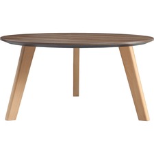 Lorell Relevance Walnut Round Coffee Table - 15.8" x 32" - Knife Edge