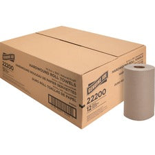 Genuine Joe Embossed Hardwound Roll Towels - 7.88" x 350 ft - Natural - Absorbent, Embossed - For Restroom - 12 / Carton