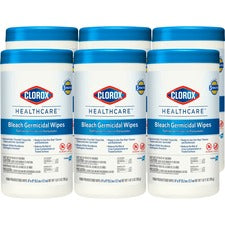 Bleach Germicidal Wipes, 1-ply, 6 X 5, Unscented, White, 150/canister, 6 Canisters/carton