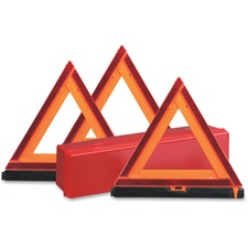 Deflecto Emergency Warning Triangle Kit - 1 Each - 17.3" Width x 16.5" Height - Triangle Shape - Reflective, Non-flammable - Orange, Red