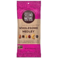 Second Nature Wholesome Medley Trail Mix - Low Sodium, Gluten-free, No Artificial Color, Preservative-free, No Artificial Flavor, Trans Fat Free - Almond, Cashew, Peanut, Cherry, Dried Cranberries, Dark Chocolate, Dried Cherries - 2.25 oz - 1 Box