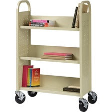 Lorell Single-sided Book Cart - 3 Shelf - 200 lb Capacity - 5" Caster Size - Steel - x 39" Width x 14" Depth x 46" Height - Putty - 1 Each