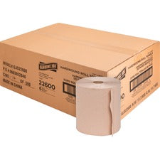 Genuine Joe Embossed Hardwound Roll Towels - 7.90" x 800 ft - Natural - Absorbent, Chlorine-free, Embossed - For Restroom - 6 / Carton