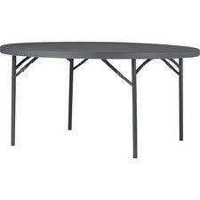 Cosco Zown Commercial Round Blow Mold Fold Table - Round Top x 72" Table Top Diameter - 29.30" Height - Gray - High-density Polyethylene (HDPE), Resin