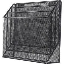 Lorell Mesh Desktop Organizer - 3 Tier(s) - 11.4" Height x 3.5" Width12.7" Length - Desktop - Durable - Black - Metal - 1 Each