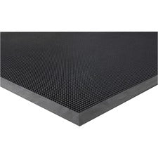 Genuine Joe Brush Tip Scraper Mat - Indoor, Outdoor - 28" Length x 18" Width x 0.40" Thickness - Rectangle - Rubber - Black