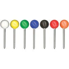 Gem Office Products Round Head Map Tacks - 0.18" Head - 0.4" Length - 250 / Box - Assorted