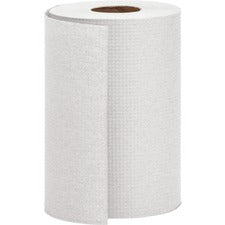 Genuine Joe Hardwound Roll Paper Towels - 7.88" x 350 ft - White - Absorbent, Embossed - For Restroom - 12 / Carton