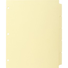 Business Source Mylar-reinforced Plain Tab Indexes - 5 Write-on Tab(s) - 8.5" Divider Width x 11" Divider Length - Letter - 3 Hole Punched - Canary Tab(s) - 36 / Box