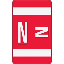 Smead AlphaZ ACCS Color-Coded Labels - "N" - 1" x 1 5/8" Length - Red - 10 / Sheet - 100 / Pack
