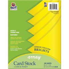 Pacon Color Brights Card Stock - Letter - 8 1/2" x 11" - 65 lb Basis Weight - 100 / Pack - Acid-free, Recyclable, Lignin-free, Buffered