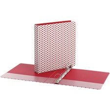 Oxford 1-1/2" Back-mounted Round Ring Binder - 1 1/2" Binder Capacity - 350 Sheet Capacity - Round Ring Fastener(s) - 2 Internal Pocket(s) - Red - 1 Each