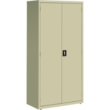 Lorell Fortress Series Storage Cabinets - 36" x 18" x 72" - 5 x Shelf(ves) - Recessed Locking Handle, Hinged Door, Durable - Putty - Powder Coated - Steel - Recycled