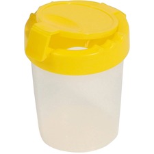 Deflecto Antimicrobial Kids No Spill Paint Cup Yellow - Paint, Brush - 3.93"Height x 3.46"Width x 3.93"Depth - 1 Each - Yellow - Plastic, Polypropylene
