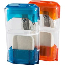 Baumgartens Single-Hole Trap Door Pencil Sharpener with Eraser - 1 Hole(s) - 2.6" Height x 1" Width - Assorted - 1 Each