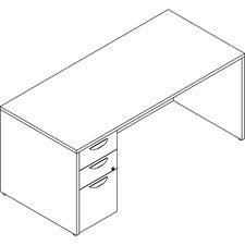 Lorell Prominence 2.0 Gray Elm Laminate Desk Unit - 66" x 30"29" , 1" Top, 0.1" Edge - 3 x File, Box Drawer(s) - Single Pedestal on Left Side - Band Edge - Material: Particleboard - Finish: Thermofused Melamine (TFM)
