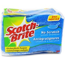 Scotch-Brite No Scratch Scrub Sponges - 2.8" Height x 4.5" Width x 4.5" Depth - 24/Carton - Blue