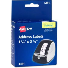 Avery® Direct Thermal Roll Multipurpose Labels - 3 1/2" Width x 1 1/8" Length - Permanent Adhesive - Rectangle - Direct Thermal - Clear - Film - 120 / Sheet - 1 Total Sheets - 120 Total Label(s) - 120 / Box
