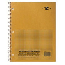 Roaring Spring 5x5 Graph Ruled Spiral Lab Notebook - 80 Sheets - 160 Pages - Printed - Spiral Bound - Both Side Ruling Surface - 3 Hole(s) - 15 lb Basis Weight - 56 g/m² Grammage - 11" x 8 1/2" - 0.30" x 8.5" x 11" - Green Paper - 1 Each