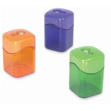 Baumgartens Dual Hole Wave Sharpener with Receptacle - Handheld - 2 Hole(s) - 2.1" Height x 2" Width - Assorted - 1 Each