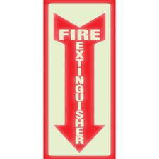 Headline Signs Glow In Dark Fire Extinguisher Sign - 1 Each - Fire Extinguisher Print/Message - 4" Width - Glow-in-the-dark, Durable - White, Red