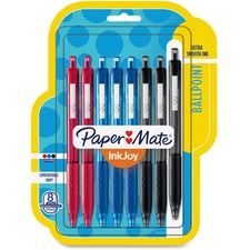 Paper Mate Inkjoy 300 RT Ballpoint Pens - 1 mm Pen Point Size - Retractable - Black, Red, Blue - Assorted Barrel - 8 / Pack