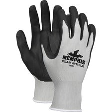 Memphis Shell Lined Protective Gloves - Small Size - Gray, Black, White - Knit Wrist, Knitted Cuff, Comfortable - For Material Handling, Assembling, Farming, Construction, Landscape, Plumbing, Shipping - 1 Dozen - 5.73" Glove Length