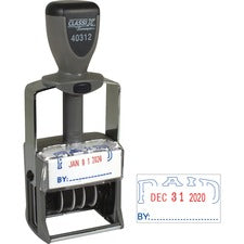 Xstamper Heavy-duty PAID Self-Inking Dater - Message/Date Stamp - "PAID" - Blue, Red - Metal, Plastic Metal - 1 Each