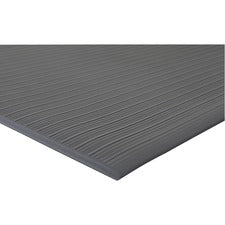 Genuine Joe Air Step Anti-Fatigue Mat - Warehouse - 12 ft Length x 36" Width x 0.38" Thickness - Vinyl, Vinyl Foam - Black