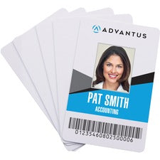 Advantus Blank PVC ID Cards - Printable - 2.13" x 3.38" Length - 100 - White - Polyvinyl Chloride (PVC)