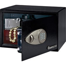 Sentry Safe Small Security Safe with Electronic Lock - 0.50 ft� - Key Lock - 2 Live-locking Bolt(s) - Internal Size 8.50" x 13.62" x 8.62" - Overall Size 8.7" x 13.8" x 10.6" - Black - Steel