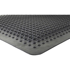 Genuine Joe Flex Step Rubber Anti-Fatigue Mats - Warehouse - 60" Length x 36" Width - Rubber - Black