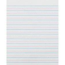 Zaner-Bloser Pacon Broken Midline Sulphite Paper - 500 Sheets - 0.50" Ruled - 8" x 10 1/2" - White Paper - 500 / Ream