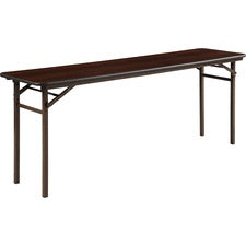 Lorell Mahogany Folding Banquet Table - Mahogany Rectangle Top x 72" Table Top Width x 18" Table Top Depth x 0.62" Table Top Thickness - 29" Height