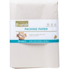 Duck Brand Flourish Recycled Packing Paper - 24" Width x 24" Length - Dust-free, Non-adhesive - Brown