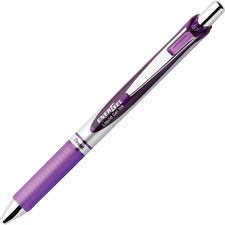 Pentel EnerGel RTX Liquid Gel Pens - Medium Pen Point - 0.7 mm Pen Point Size - Refillable - Retractable - Violet Gel-based Ink - Silver Barrel - Stainless Steel, Metal Tip - 1 Dozen