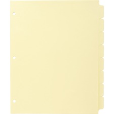Business Source Mylar-reinforced Plain Tab Indexes - 8 Write-on Tab(s) - 8.5" Divider Width x 11" Divider Length - Letter - 3 Hole Punched - Canary Tab(s) - 24 / Box