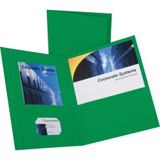 Twin-pocket Folder, Embossed Leather Grain Paper, 0.5" Capacity, 11 X 8.5, Hunter Green, 25/box
