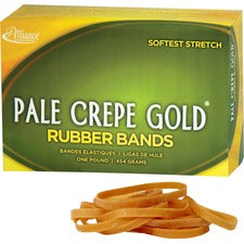 Alliance Rubber 20185 Pale Crepe Gold Rubber Bands - Size #18 - Approx. 2205 Bands - 3" x 1/16" - Golden Crepe - 1 lb Box