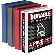 Samsill Durable 1.5 Inch View D-Ring Binder - Basic Assortment 4 Pack - Samsill Durable 1.5 Inch Binder - Made in the USA - D Ring Customizable Clear View Binder - Basis Assortment - 4 Pack - Each Holds 350 Page