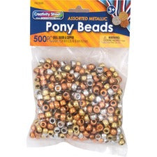 Creativity Street Metallic Pony Beads - Skill Learning: Arts & Crafts, Creativity - Assorted