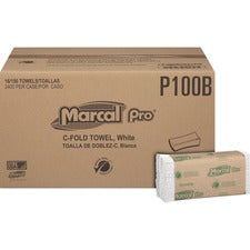 100% Recycled Folded Paper Towels, C-fold, 1-ply, 12.88 X 10.13, White, 150/pack, 16 Packs/carton