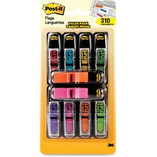 Post-it® Post-it Printed Message Flags Value Pack - 310 - 0.50" x 1.75" - Arrow - "SIGN HERE" - Assorted - Self-stick, Repositionable, Removable - 240 / Pack
